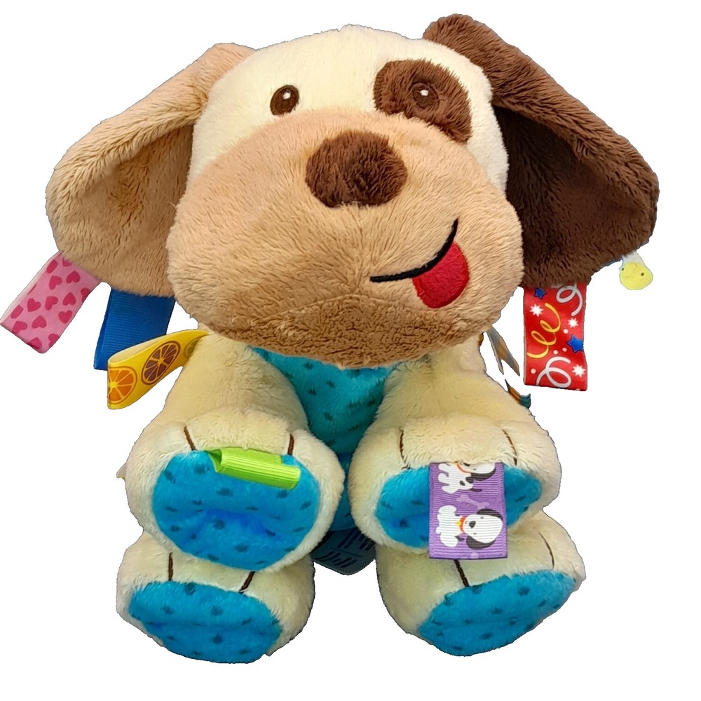Taggies Yellow Puppy Dog Baby Lovey Security Blanket Rattle 10" Plush Toy